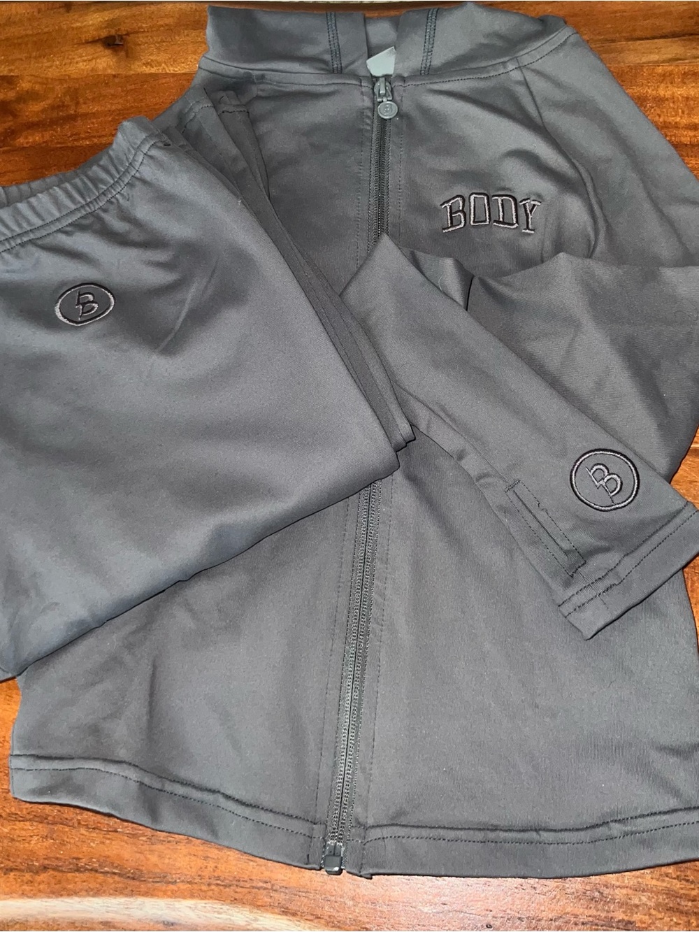 BODY Women's Gray Boot Cut Track Pants & Zip Jacket Set